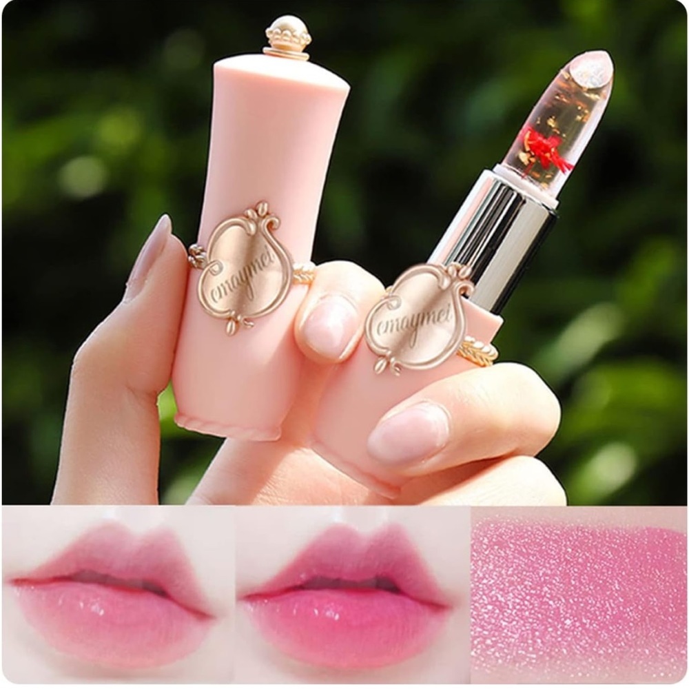 •FIRSTFLY•NIB GOLD FOIL FLOWER MOISTURIZING LONG LASTING COLOR CHANGE LIPSTICK